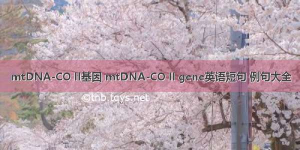 mtDNA-CO II基因 mtDNA-CO II gene英语短句 例句大全