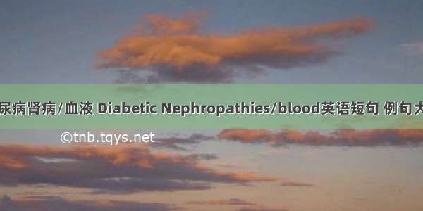 糖尿病肾病/血液 Diabetic Nephropathies/blood英语短句 例句大全