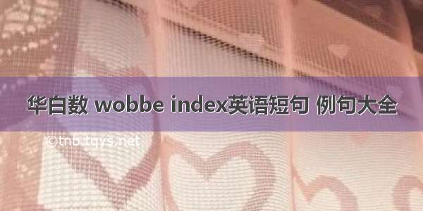 华白数 wobbe index英语短句 例句大全