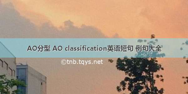 AO分型 AO classification英语短句 例句大全