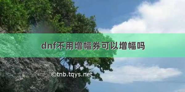 dnf不用增幅券可以增幅吗