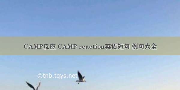 CAMP反应 CAMP reaction英语短句 例句大全