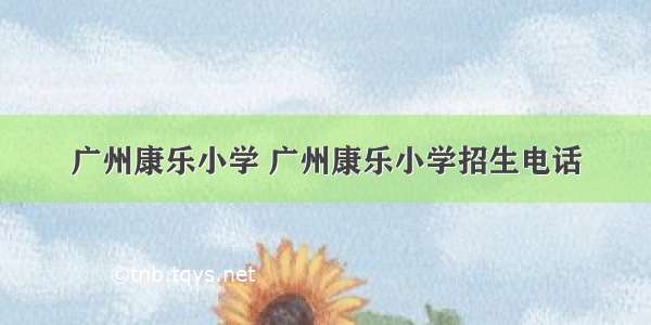 广州康乐小学 广州康乐小学招生电话