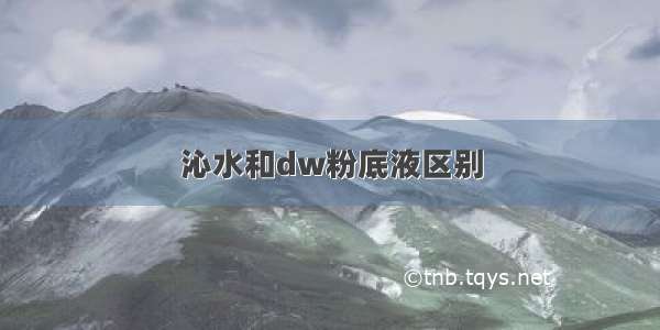 沁水和dw粉底液区别