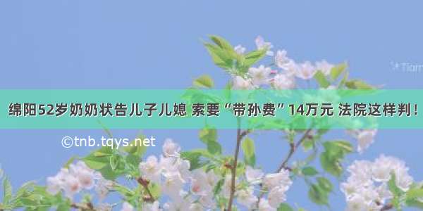 绵阳52岁奶奶状告儿子儿媳 索要“带孙费”14万元 法院这样判！