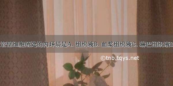 毛细血管壁细胞所处的内环境是A. 组织液B. 血浆组织液C. 淋巴组织液D. 血浆