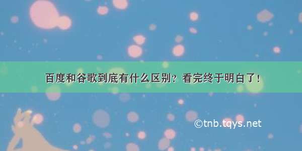 百度和谷歌到底有什么区别？看完终于明白了！