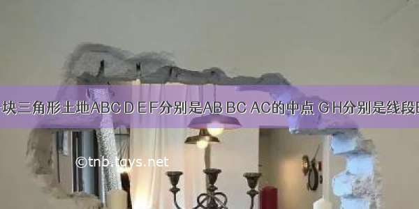 校园里有一块三角形土地ABC D E F分别是AB BC AC的中点 G H分别是线段BD和AD的