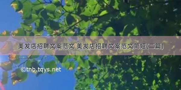 美发店招聘文案范文 美发店招聘文案范文简短(二篇)