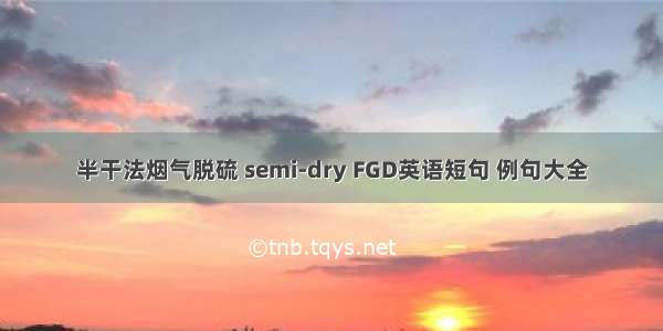 半干法烟气脱硫 semi-dry FGD英语短句 例句大全