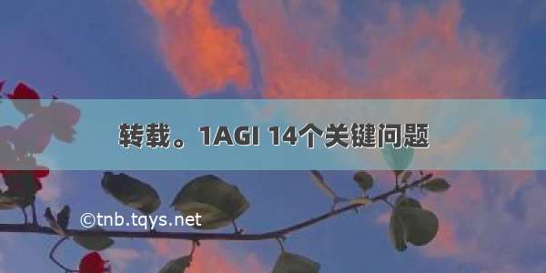 转载。1AGI 14个关键问题