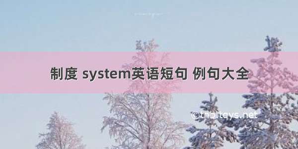 制度 system英语短句 例句大全