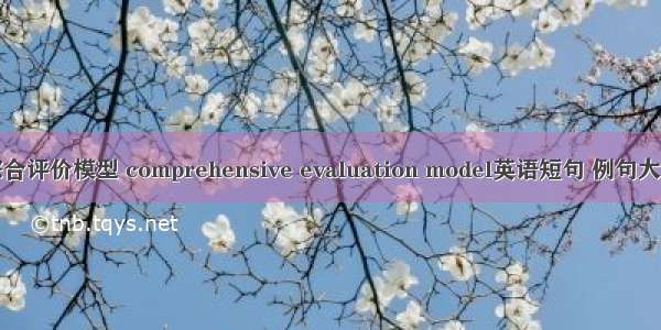 综合评价模型 comprehensive evaluation model英语短句 例句大全