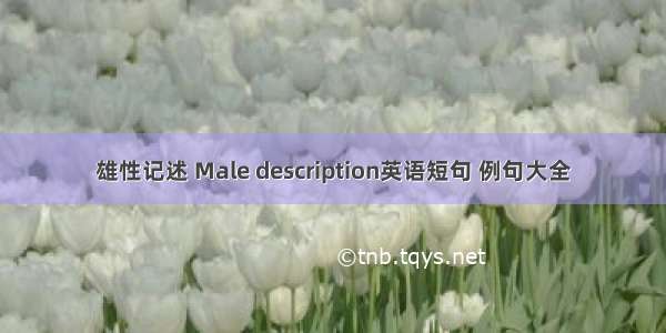 雄性记述 Male description英语短句 例句大全