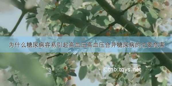 为什么糖尿病容易引起高血压高血压合并糖尿病的主要危害