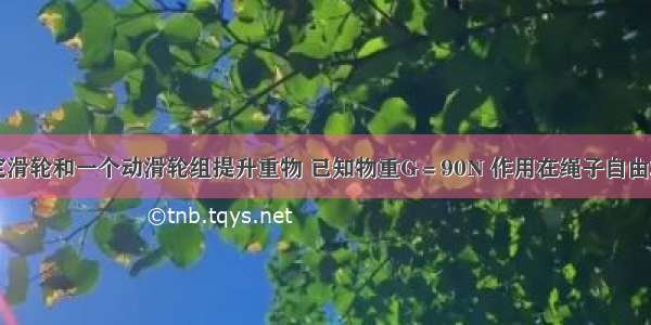 用一个定滑轮和一个动滑轮组提升重物 已知物重G＝90N 作用在绳子自由端向上的