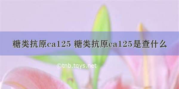 糖类抗原ca125 糖类抗原ca125是查什么