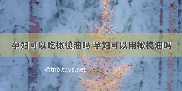 孕妇可以吃橄榄油吗 孕妇可以用橄榄油吗