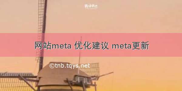 网站meta 优化建议 meta更新