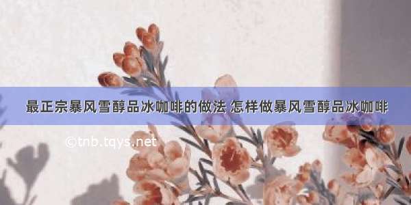 最正宗暴风雪醇品冰咖啡的做法 怎样做暴风雪醇品冰咖啡