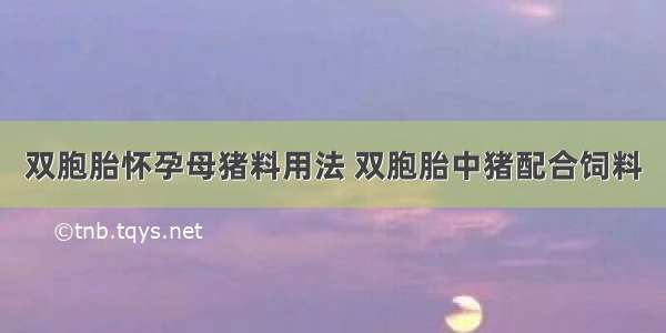 双胞胎怀孕母猪料用法 双胞胎中猪配合饲料