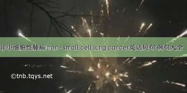 非小细胞性肺癌 non-small cell lung cancer英语短句 例句大全