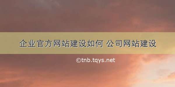 企业官方网站建设如何 公司网站建设