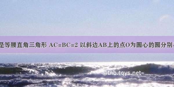 如图 △ABC是等腰直角三角形 AC=BC=2 以斜边AB上的点O为圆心的圆分别与AC BC相切