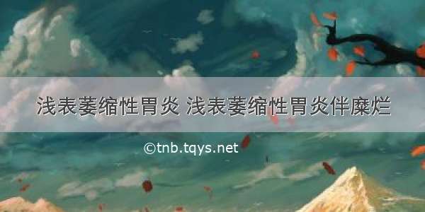 浅表萎缩性胃炎 浅表萎缩性胃炎伴糜烂