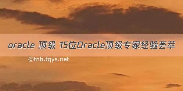 oracle 顶级 15位Oracle顶级专家经验荟萃