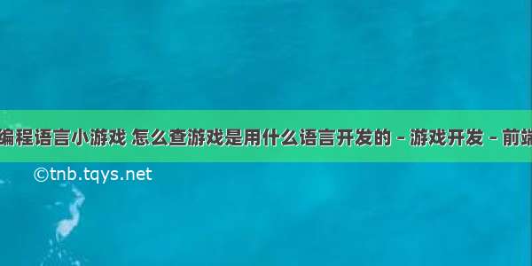 编程语言小游戏 怎么查游戏是用什么语言开发的 – 游戏开发 – 前端