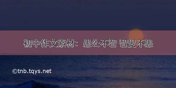 初中作文素材：愚公不智 智叟不愚