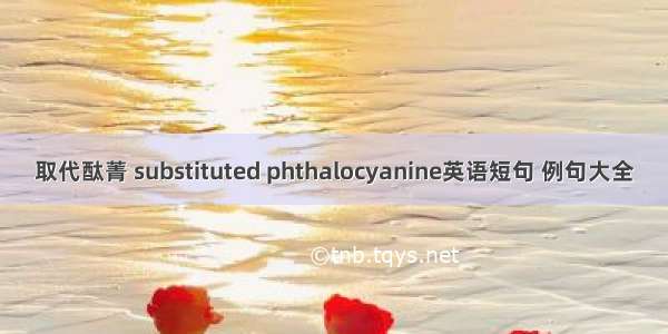 取代酞菁 substituted phthalocyanine英语短句 例句大全