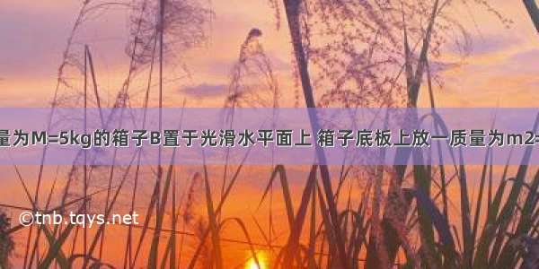 如图所示 质量为M=5kg的箱子B置于光滑水平面上 箱子底板上放一质量为m2=1kg的物体C