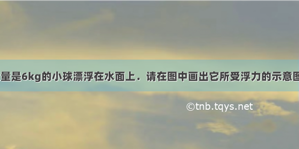 如图所示 质量是6kg的小球漂浮在水面上．请在图中画出它所受浮力的示意图．并标出力