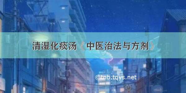 清湿化痰汤《中医治法与方剂》