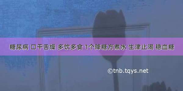 糖尿病 口干舌燥 多饮多食 1个降糖方煮水 生津止渴 稳血糖