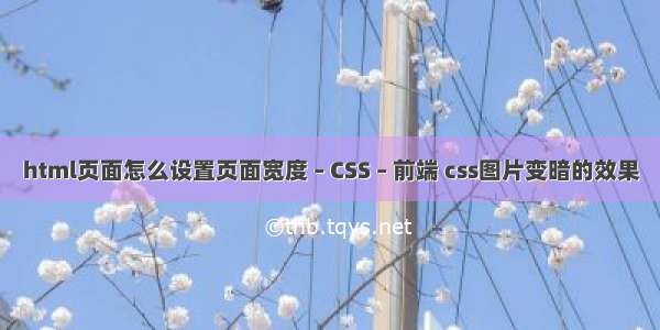 html页面怎么设置页面宽度 – CSS – 前端 css图片变暗的效果