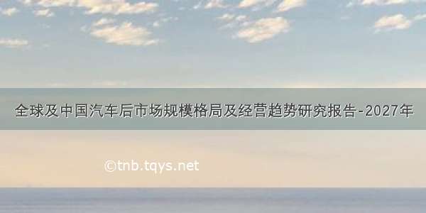 全球及中国汽车后市场规模格局及经营趋势研究报告-2027年