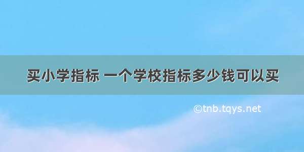 买小学指标 一个学校指标多少钱可以买