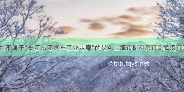 下列城市中 不属于“长江沿江汽车工业走廊”的是A.上海市B.南京市C.武汉市D.攀枝花市