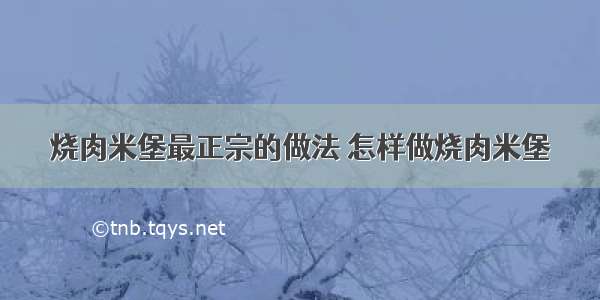 烧肉米堡最正宗的做法 怎样做烧肉米堡