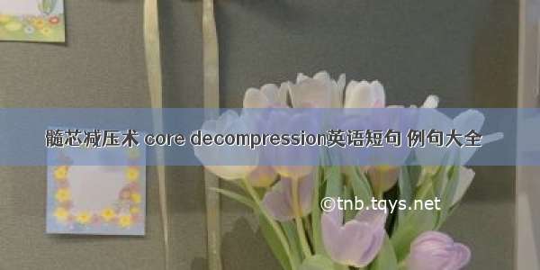 髓芯减压术 core decompression英语短句 例句大全