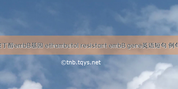 耐乙胺丁醇embB基因 ethambutol resistant embB gene英语短句 例句大全