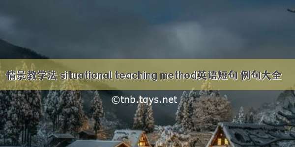 情景教学法 situational teaching method英语短句 例句大全