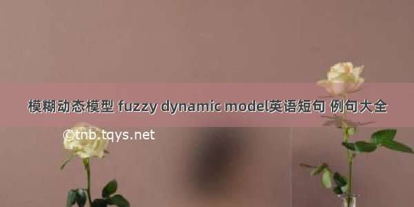 模糊动态模型 fuzzy dynamic model英语短句 例句大全