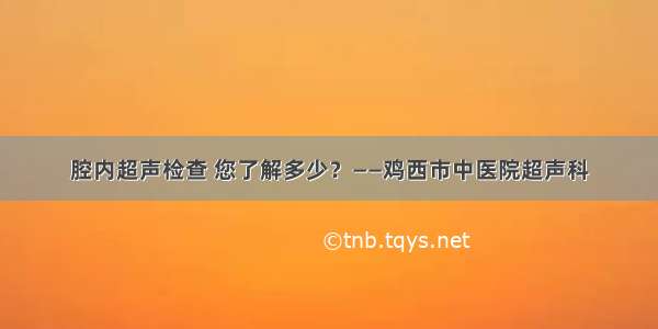 腔内超声检查 您了解多少？——鸡西市中医院超声科