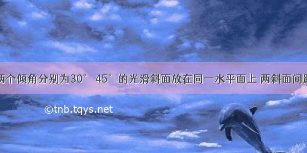 如图所示 两个倾角分别为30° 45°的光滑斜面放在同一水平面上 两斜面间距大于小球