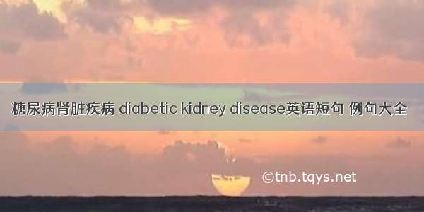 糖尿病肾脏疾病 diabetic kidney disease英语短句 例句大全