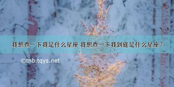 我想查一下我是什么星座 我想查一下我到底是什么星座？